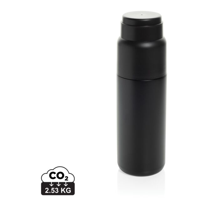 Firmengeschenk Thermosflasche Thermocup RCS – schwarz – mit Logodruck 500ml vakuumisoliert auslaufsicher nachhaltig für Mitarbeiter-Onboarding