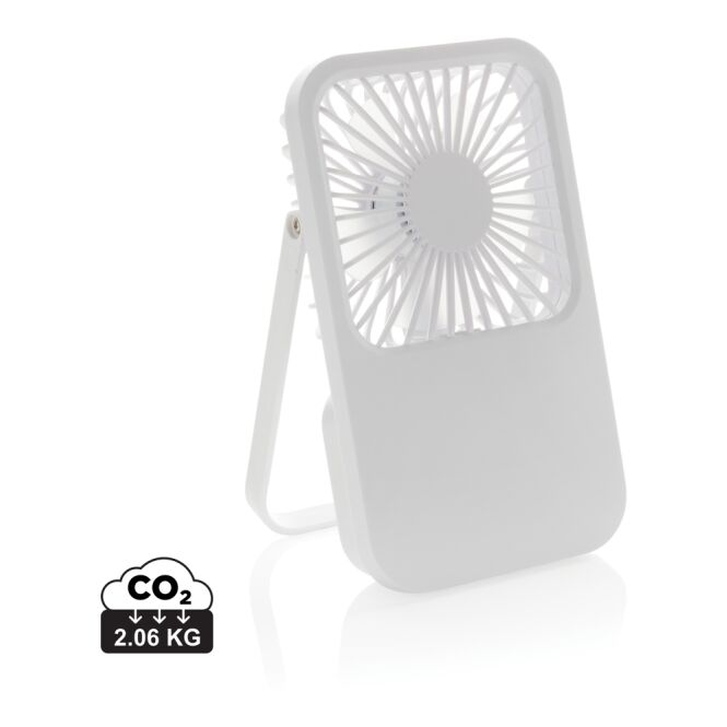 Technik-Werbemittel Aervina Tischventilator – weiss – mit Logo bedruckt, 1200mAh Akku, nachhaltig, für den Büroalltag