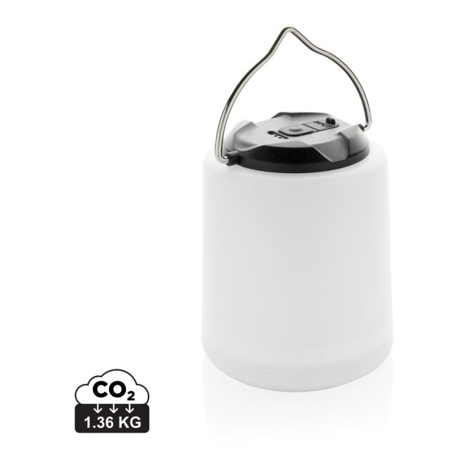 Mitarbeitergeschenk Tischlampe Limio – weiss – mit Werbedruck 300 Lumen, 4h Laufzeit, USB-C, moderne Akkuleuchte für Gastronomie