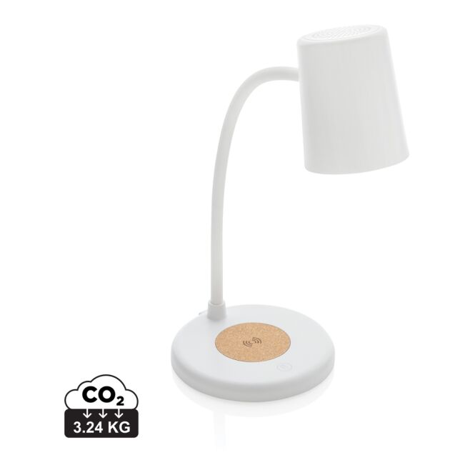 Mitarbeitergeschenk Tischlampe Zenara – weiss – mit Logo bedruckt 55 Lumen 3 Lichtmodi 15W kabellos perfekt für den Schreibtisch