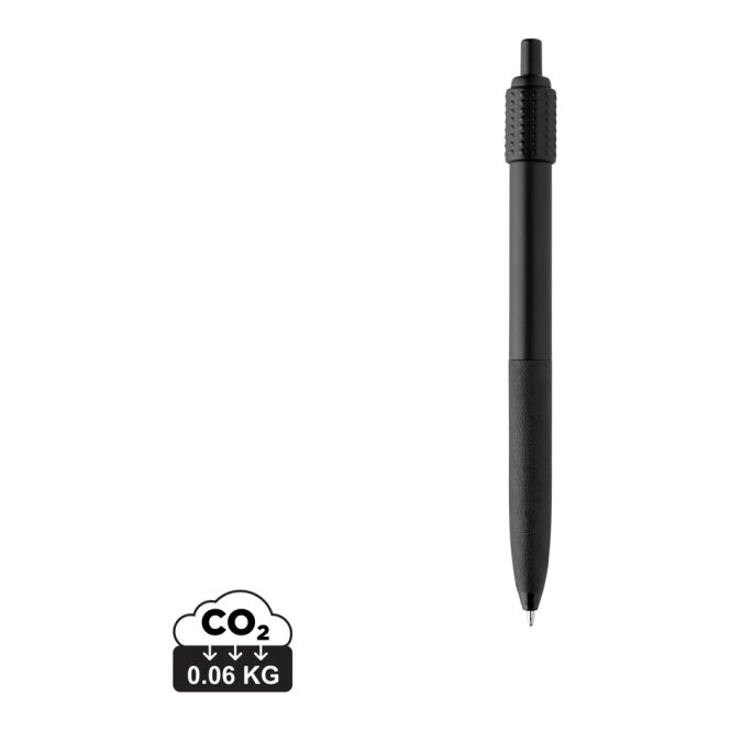 Streuartikel Quill-Anti-Stress-Stift – schwarz – mit Logo bedruckt, nachhaltig, blau schreibend für den Büroalltag