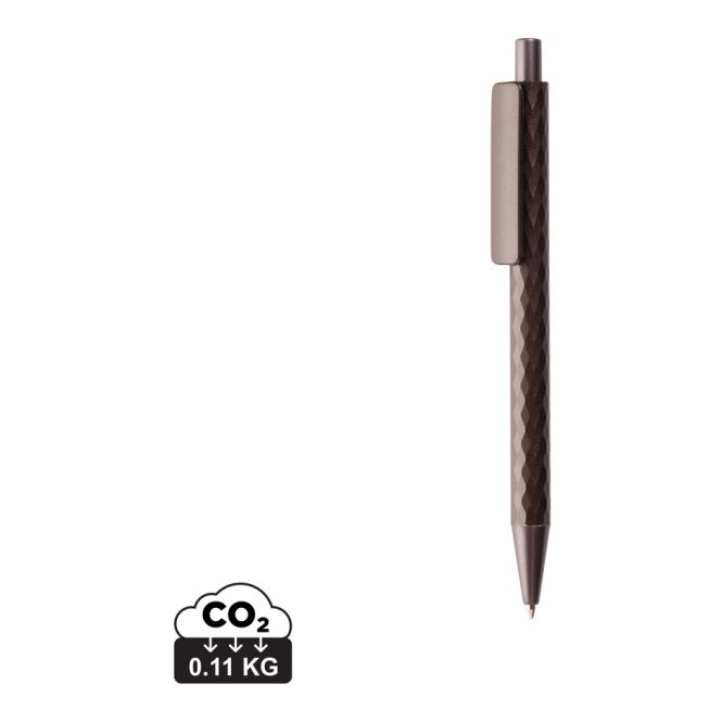 Firmengeschenk Metall-Kugelschreiber X3 Metal Edition – braun – mit Gravur blau schreibend für den Büroalltag