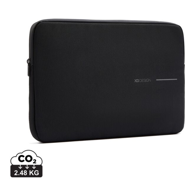 Mitarbeitergeschenk Laptoptasche XD Design 14 Zoll – schwarz-grau – nachhaltig mit Logo bedruckt für das Mitarbeiter-Onboarding
