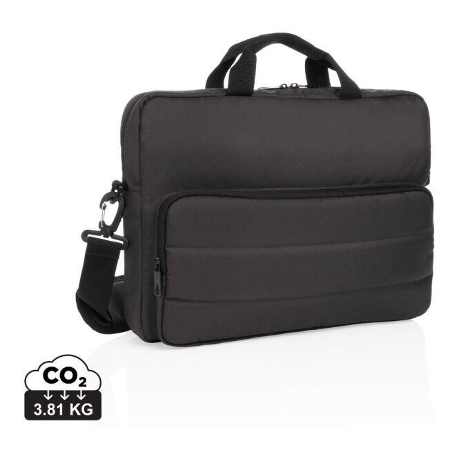 Mitarbeitergeschenk Impact AWARE™ RPET Laptoptasche – schwarz – nachhaltig bedruckbar für 15,6 Zoll Notebooks für das Homeoffice