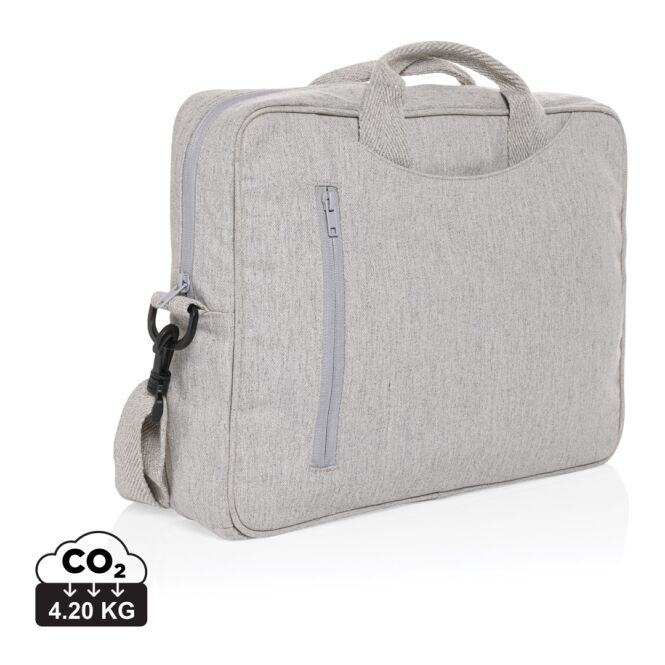 Firmengeschenk Laluka AWARE™ Laptop-Tasche – grau – mit Logo bedruckt für 15,4 Zoll Notebooks nachhaltig für das Büro