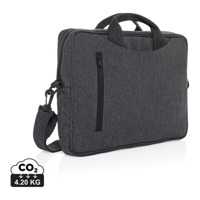 Mitarbeitergeschenk Laptoptasche Laluka AWARE™ – grau – mit Logo bedruckt für 15,4 Zoll Notebooks für das nachhaltige Büro