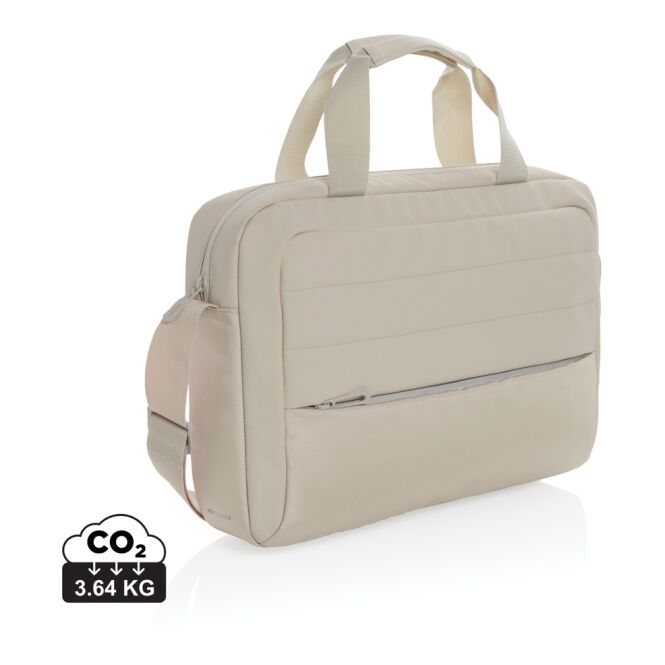 Mitarbeitergeschenk Armond AWARE™ Laptop-Tasche – grau – nachhaltig mit Logo bedruckt für das Homeoffice und die Büroausstattung