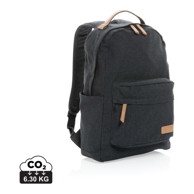 Mitarbeitergeschenk Laptoptasche Impact AWARE rCanvas – schwarz – mit Logo bedruckt für 15,6 Zoll Notebooks nachhaltig für das Büro