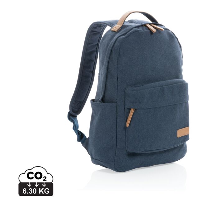 Werbeartikel Impact AWARE™ rCanvas Rucksack – blau – mit Logo bedruckt für 15,6 Zoll Notebooks nachhaltige Büroausstattung