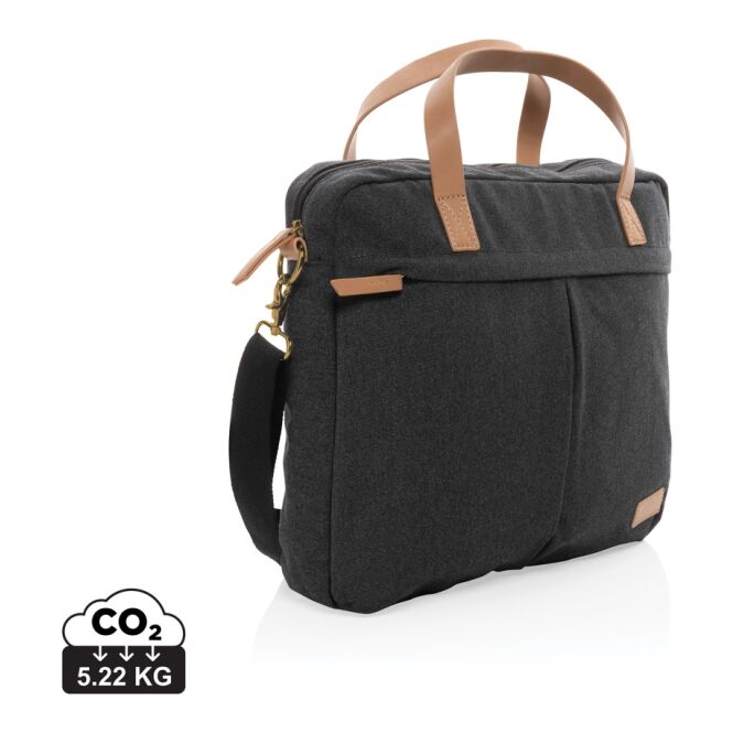 Mitarbeitergeschenk Laptop-Tasche Impact AWARE™ rCanvas – schwarz – mit Logo bedruckt, nachhaltig, für 15,6 Zoll Notebooks, Büroausstattung