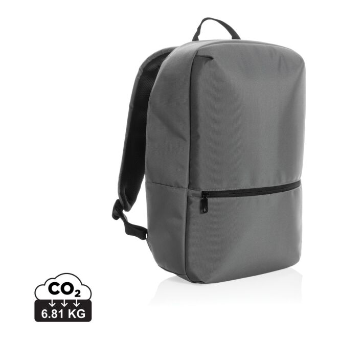 Mitarbeitergeschenk Laptop-Rucksack Impact AWARE™ 1200D – grau-blau – nachhaltig bestickt für 15,6 Zoll Notebooks fürs Homeoffice