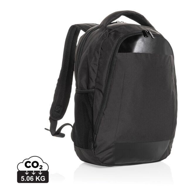 Mitarbeitergeschenk Impact AWARE™ Boardroom Laptop-Rucksack – schwarz – nachhaltig bestickt für 15,6 Zoll Notebooks für das Homeoffice