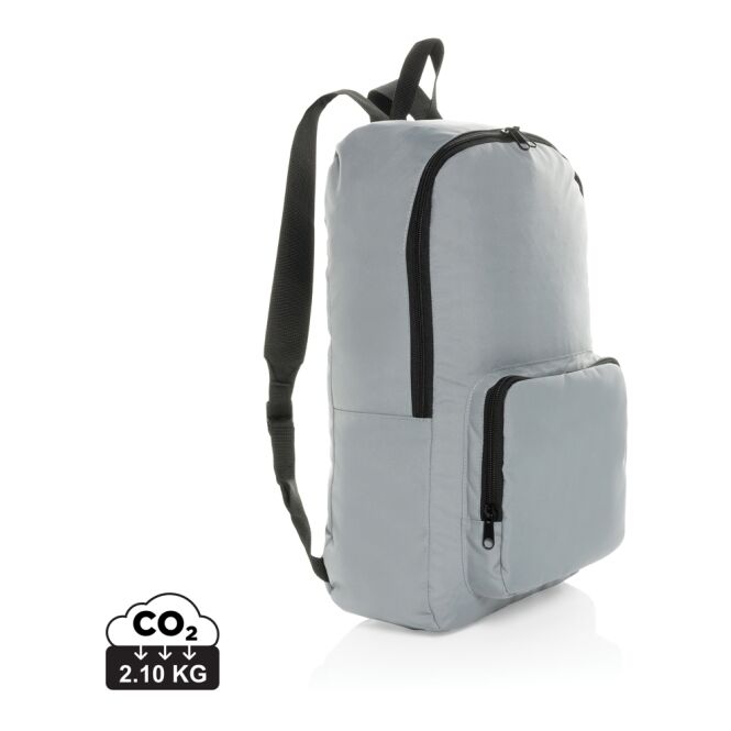 Firmengeschenk Dillon AWARE™ RPET Rucksack – grau – nachhaltig mit Logo bedruckt für das Mitarbeiter-Onboarding