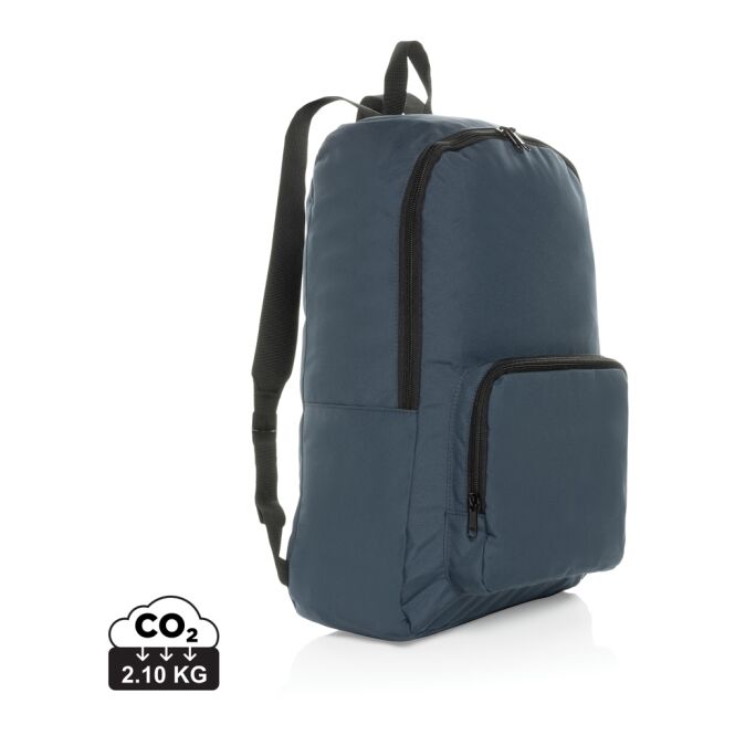 Mitarbeitergeschenk Laptoptasche Dillon AWARE™ RPET – navy blau – mit Logo bedruckt nachhaltiger Rucksack für das Homeoffice