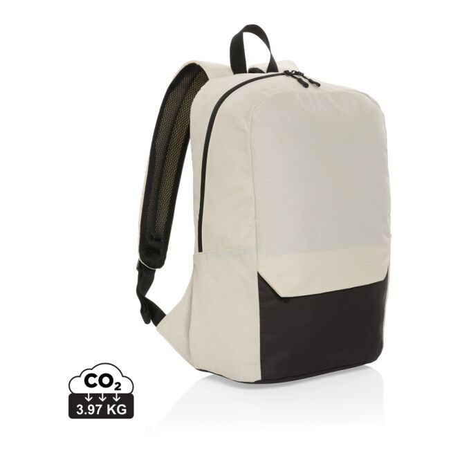 Werbeartikel Kazu AWARE™ Laptop-Rucksack – off white – mit Logo bedruckt für 15,6 Zoll Notebooks aus recyceltem Material
