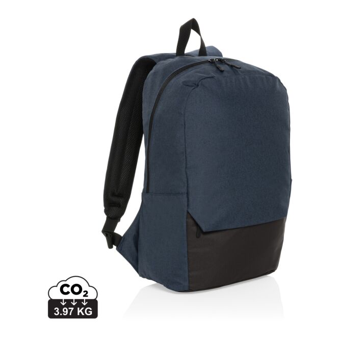 Mitarbeitergeschenk Kazu AWARE™ Laptop-Rucksack – blau – mit Logo bedruckt nachhaltiger rPET-Rucksack für 15,6 Zoll Notebooks