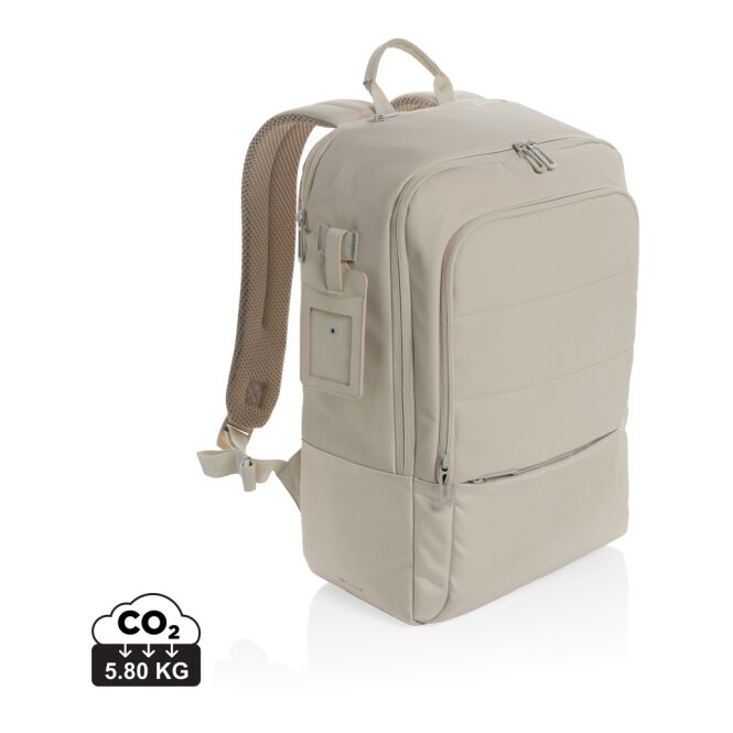 Mitarbeitergeschenk Armond AWARE™ Laptop-Rucksack – grau – mit Logo bedruckt nachhaltig für 15,6 Zoll Notebooks für das Mitarbeiter-Onboarding