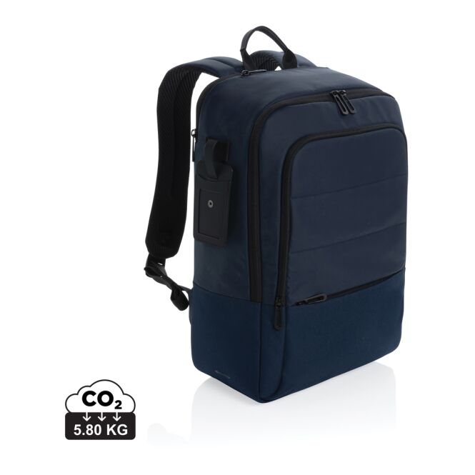 Mitarbeitergeschenk Armond AWARE™ Laptop-Rucksack – navy blau – nachhaltig mit Logo bedruckt für 15,6 Zoll Notebooks für das Office