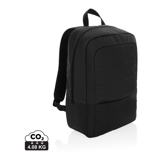 Mitarbeitergeschenk Armond AWARE™ Laptop-Rucksack – schwarz – mit Logo bedruckt nachhaltig für 15,6 Zoll Notebooks für das Homeoffice