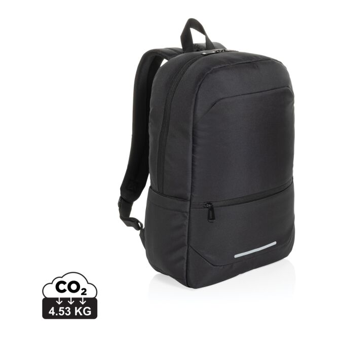 Mitarbeitergeschenk Laptop-Rucksack CityPack AWARE™ RPET – schwarz – mit Logo bedruckt für 15,6 Zoll Notebooks nachhaltiges Business