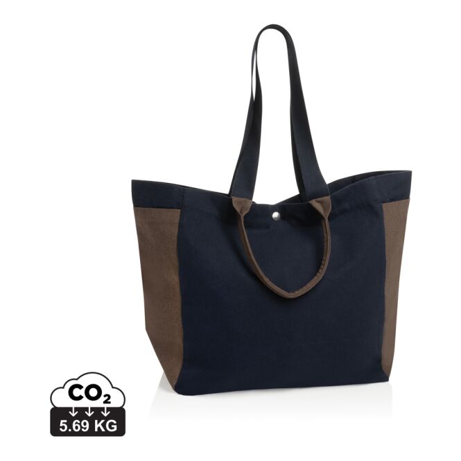 Mitarbeitergeschenk Tragetasche BEAU AWARE™ – marineblau – mit Logo bedruckt 400gr/m² recyceltes Canvas nachhaltiger Shopper