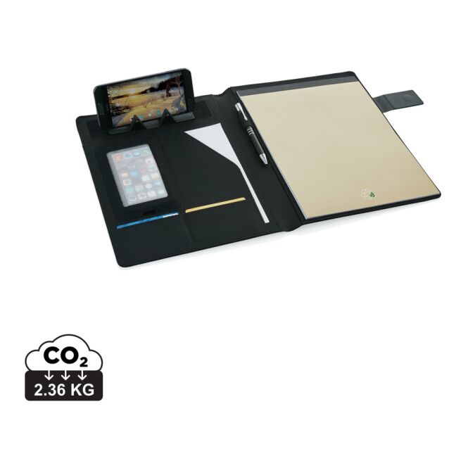 Mitarbeitergeschenk A4 Tech Portfolio – schwarz – mit Logo bedruckt für die Büroausstattung und das mobile Arbeiten