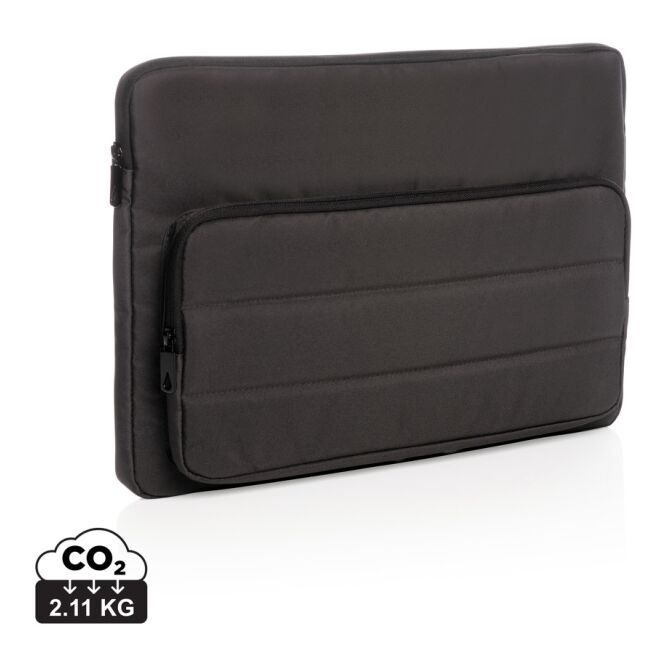 Mitarbeitergeschenk Laptoptasche Impact AWARE™ RPET – schwarz – mit Logo bedruckt nachhaltig für 15,6 Zoll Notebooks fürs Homeoffice