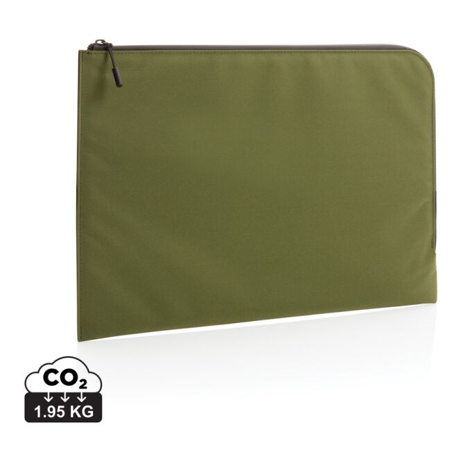Werbeartikel Laptop-Hülle Impact Aware™ – grün – mit Logo bedruckt nachhaltig aus recyceltem Polyester für 15,6 Zoll für das Homeoffice