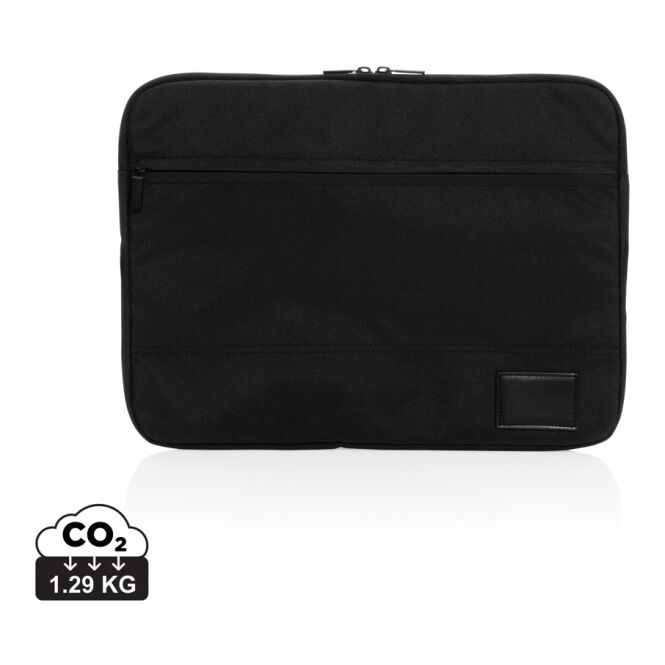 Mitarbeitergeschenk Laptop-Sleeve Impact AWARE 14 Zoll – schwarz – mit Logo bedruckt nachhaltig aus recyceltem Polyester für das Homeoffice