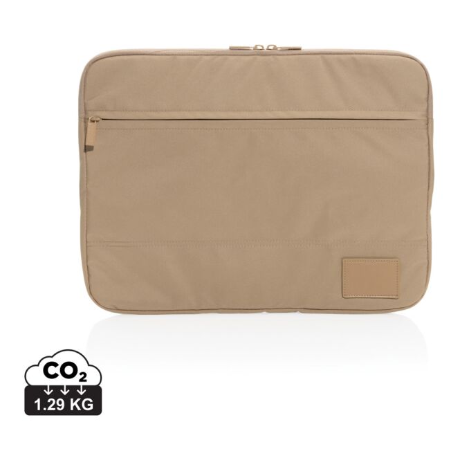 Mitarbeitergeschenk Impact AWARE™ Laptop-Sleeve – braun – bestickt für 14 Zoll Notebooks aus recyceltem Polyester für das Homeoffice