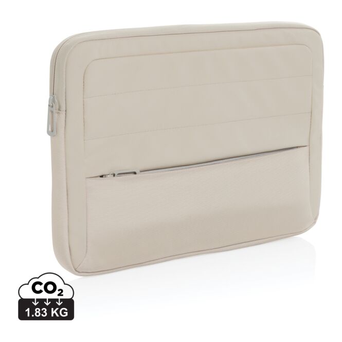 Mitarbeitergeschenk Armond AWARE™ Laptop-Sleeve – grau – nachhaltig mit Logo bedruckt für 15,6 Zoll Notebooks für das Homeoffice