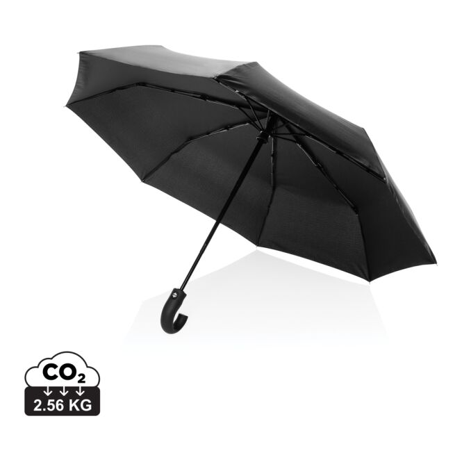 Firmengeschenk Automatikschirm KENTO URBAN – schwarz – mit individuellem Logodruck nachhaltiger Öko-Regenschirm Ø 100 cm für Pendler