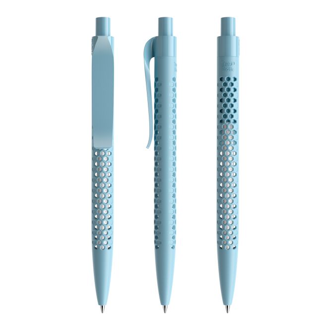 Firmengeschenk Kugelschreiber Prodir QS40 True Biotic – hellblau – mit Werbedruck 100% PHA-Biopolymer 5000m nachhaltiges Schreibgerät