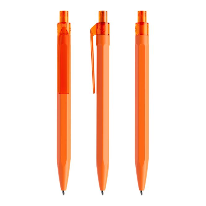 Werbeartikel Druckkugelschreiber Prodir QS50 – orange – mit Logo bedruckt, blau schreibend, nachhaltig, für den Büroalltag
