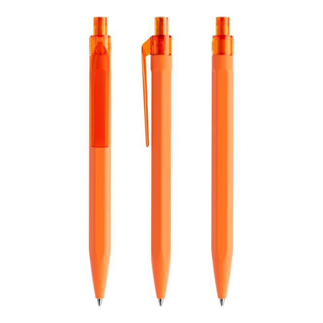 Werbeartikel Prodir QS50 Druckkugelschreiber – orange – mit Logo bedruckt blau schreibend für den Büroalltag