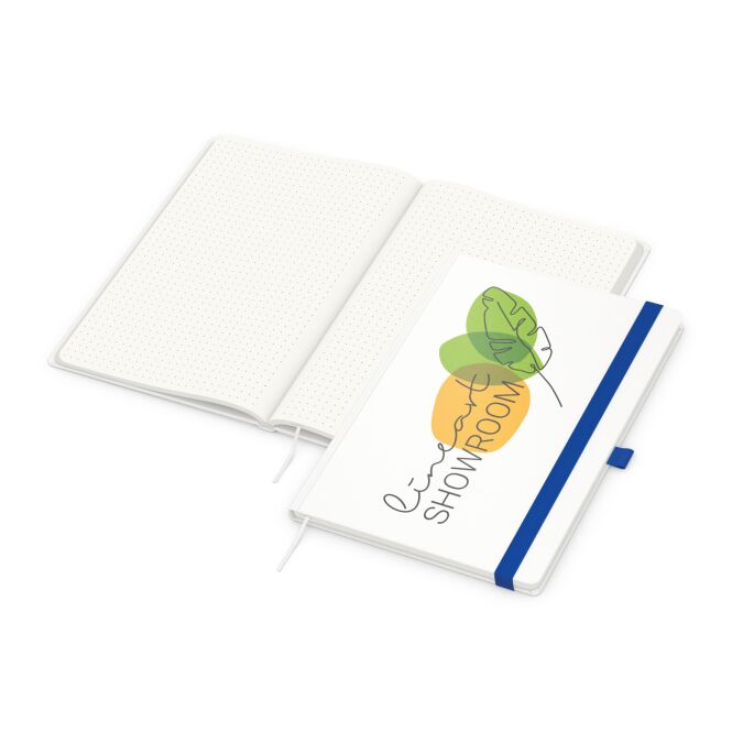 Mitarbeitergeschenk Notizbuch Match-Book – mittelblau – mit individuellem Werbedruck 192 Seiten 100% Altpapier nachhaltiges Journal