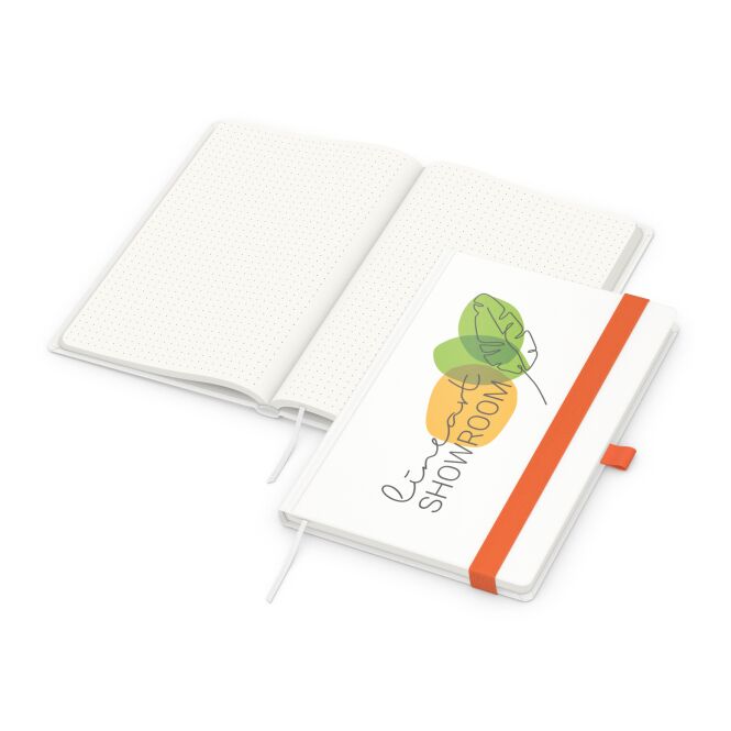 Mitarbeitergeschenk Notizbuch Match-Book – orange – mit individuellem Werbedruck 192 Seiten 100% Altpapier DIN A5 nachhaltiges Journal