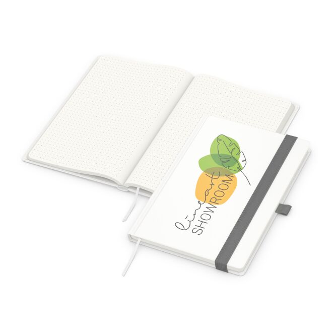Mitarbeitergeschenk Notizbuch Match-Book – silber – mit individuellem Werbedruck 192 S. 100% Recyclingpapier nachhaltiges Journal