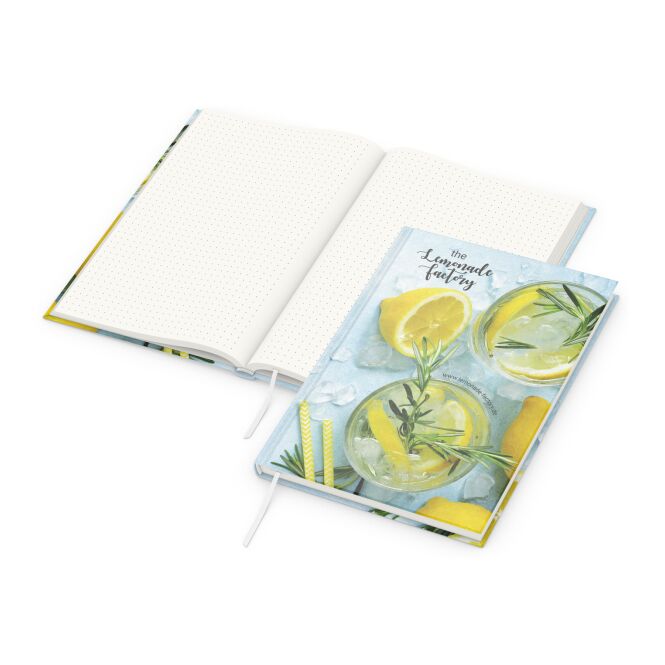 Firmengeschenk Notizbuch 4C-Quality – natur – mit individuellem Werbedruck 192 Seiten 100% Altpapier DIN A4 nachhaltiges Journal