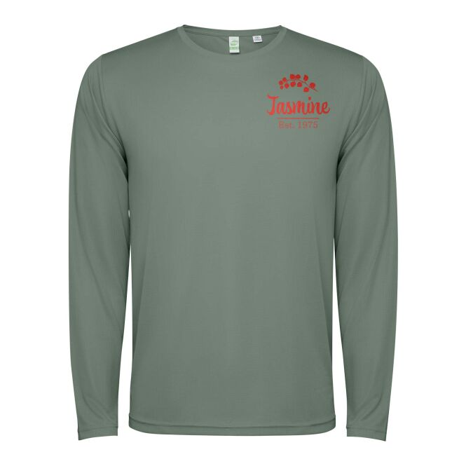 Firmengeschenk Langarm-Shirt Estoril – laurel green – XS – mit 48h Express-Logodruck – Funktionsshirt für Firmenauftritte