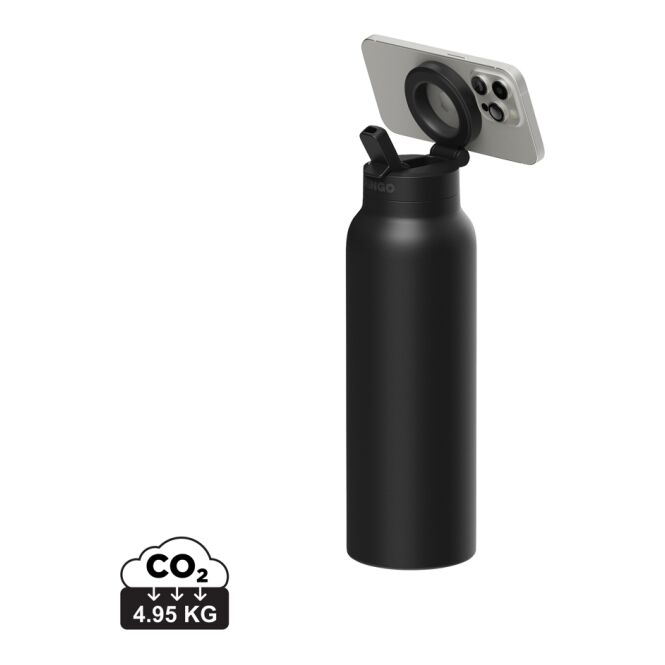 Kundengeschenk RINGO Pro MagSafe®-Trinkflasche – schwarz – mit Logodruck 710 ml vakuumisoliert auslaufsicher für das Mitarbeiter-Onboarding