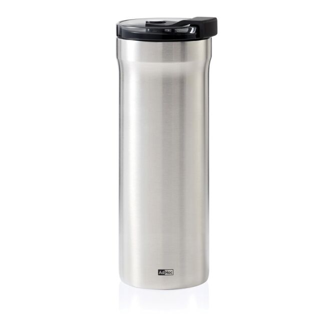 Kundengeschenk Thermobecher AdHoc Pulse – silbergrau – mit Gravur 500 ml für das Mitarbeiter-Onboarding