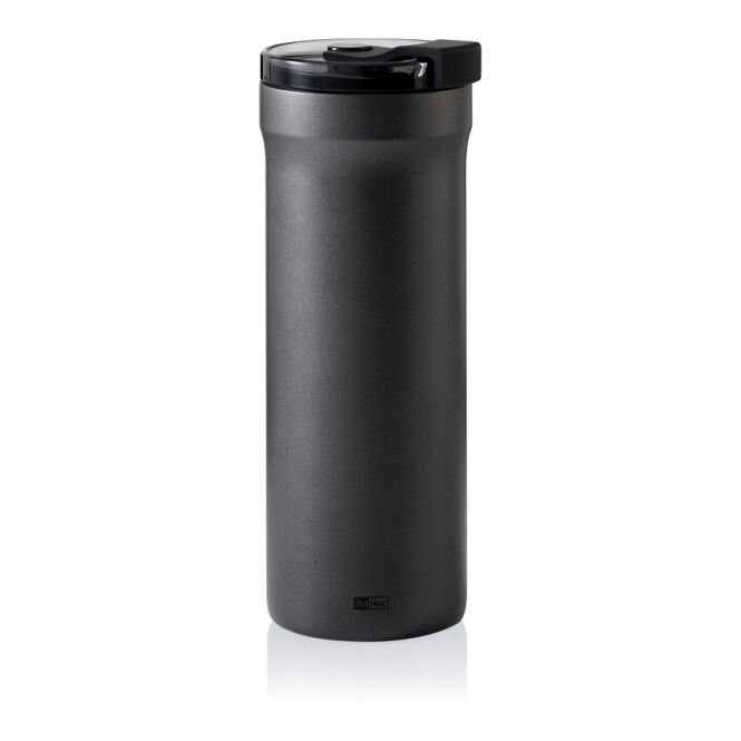 Firmengeschenk AdHoc Thermobecher Pulse – grau – mit Logodruck 500 ml für das Mitarbeiter-Onboarding und die Büroküche