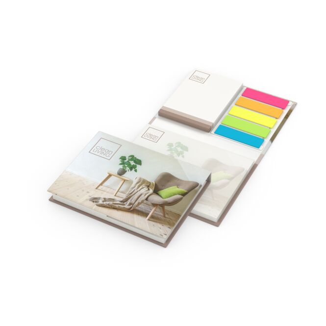 Werbeartikel Haftnotiz-Set Brüssel – natur – mit Werbedruck 100% Altpapier Blauer Engel 105x78mm nachhaltiges Büromaterial für CSR