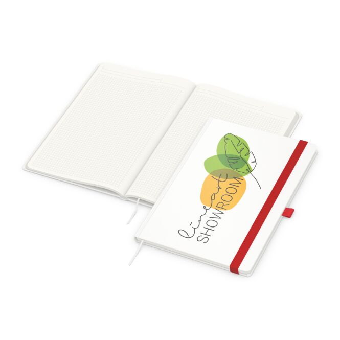 Mitarbeitergeschenk Notizbuch Match-Book – rot – mit individuellem Werbedruck 192 Seiten 100% Altpapier nachhaltiges Journal