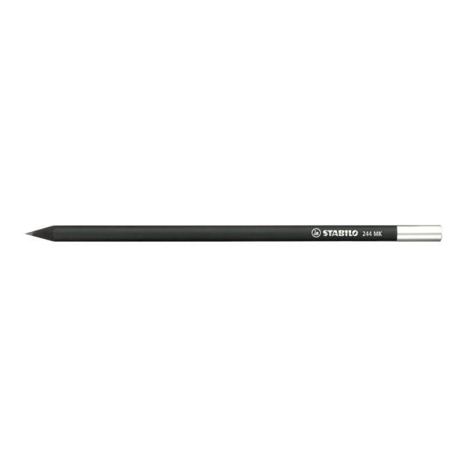 Streuartikel STABILO Grafitstift mit Metallkapsel – schwarz – mit Logo bedruckt für den Büroalltag