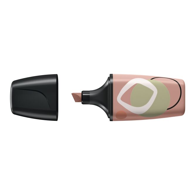 Werbeartikel Textmarker STABILO BOSS MINI Naturevibes – braun – mit Logo bedruckt als nachhaltiges Giveaway für den Büroalltag