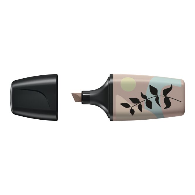 Werbeartikel Textmarker STABILO BOSS MINI Naturevibes – hellgrau – mit Logo bedruckt als nachhaltiges Giveaway für den Büroalltag