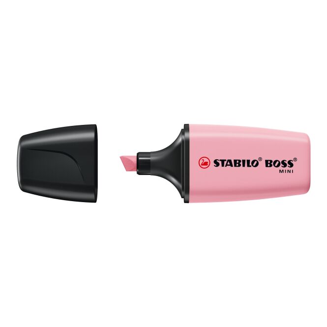 Werbeartikel STABILO BOSS MINI Pastel Leuchtmarkierer – rosa – mit Logo bedruckt für den Büroalltag