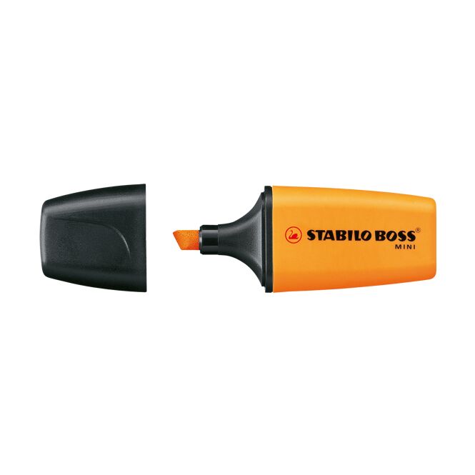 Werbeartikel STABILO BOSS MINI Leuchtmarkierer – orange – mit Logo bedruckt für den Büroalltag